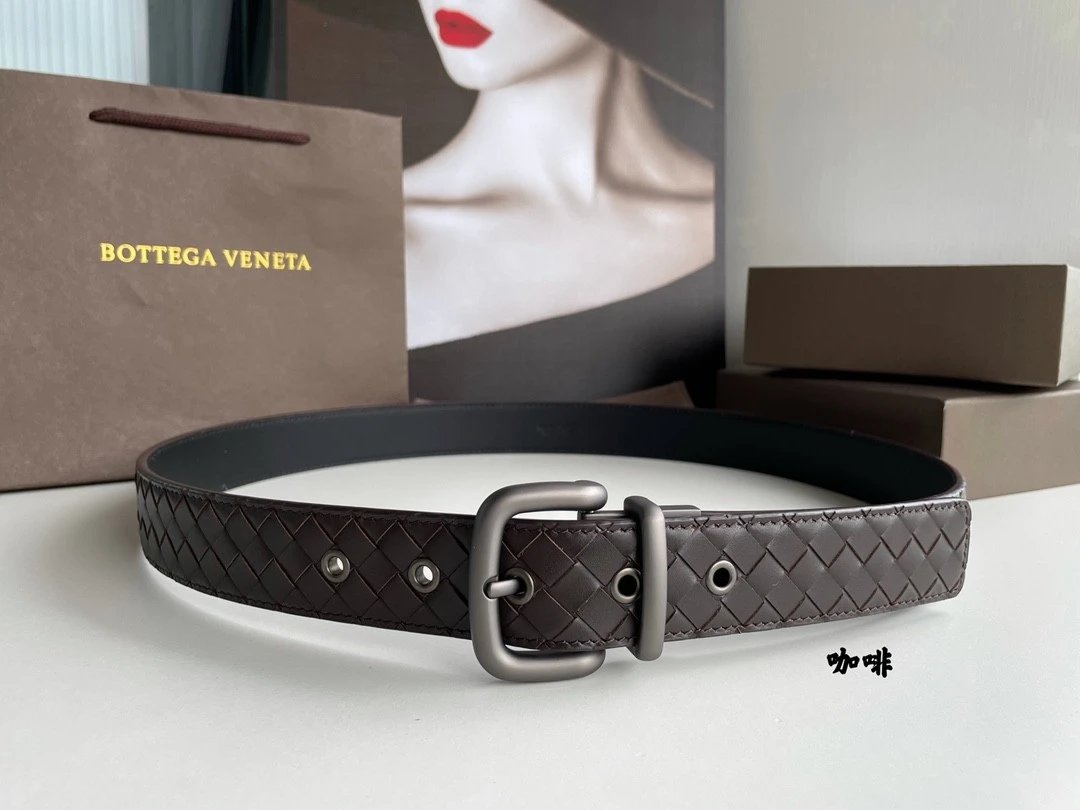 Bottega Veneta Belt 【First Layer Cowhide】Counter Version Free Packaging New Belt Men's First Layer Cowhide Hand-Woven Calfskin Belt Fashion All-Matching3.5cm Pant Belt Men and Women Business Casual Belt Belt Men's Leather Belt