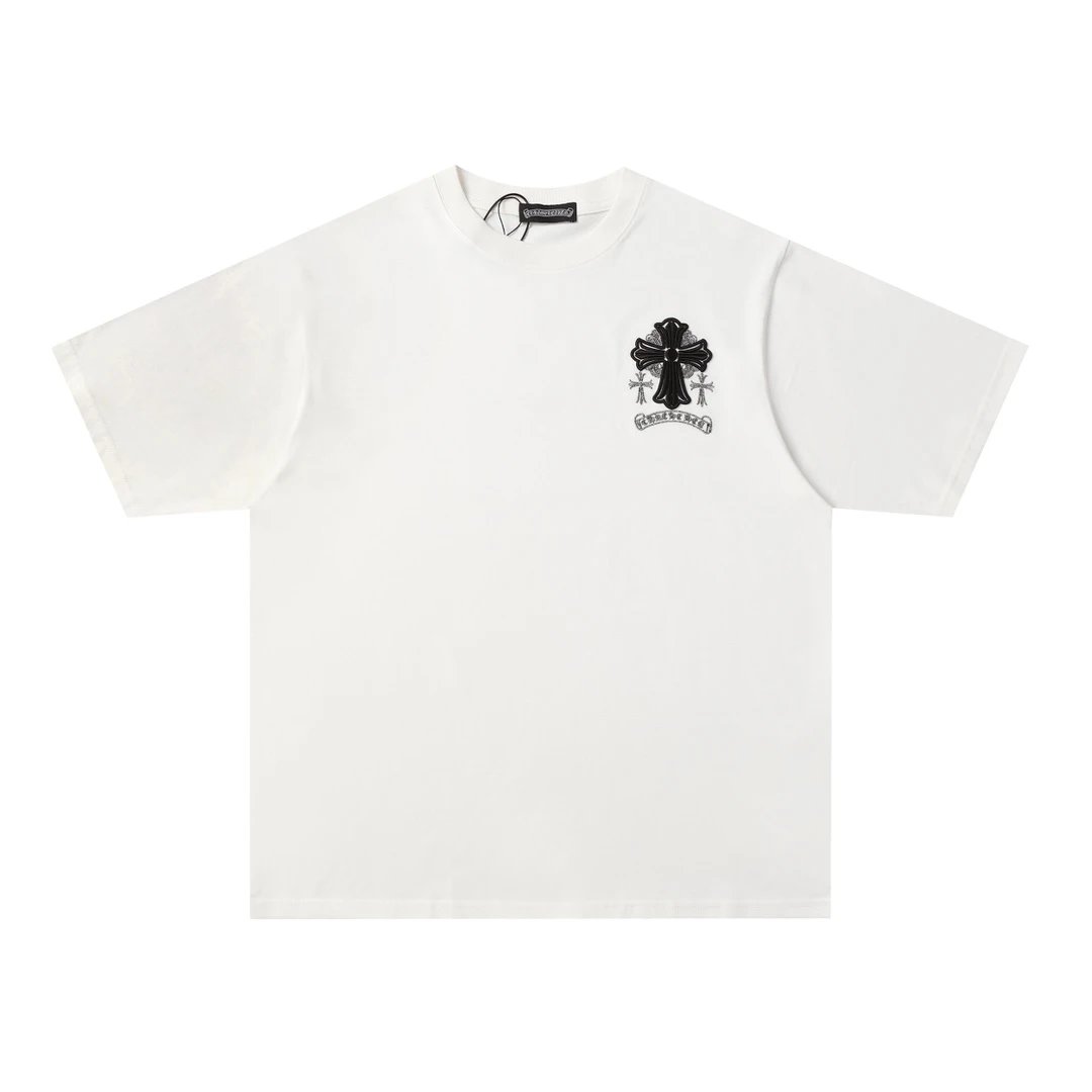 Chrome Hearts T-shirt Three-dimensional Chest LOGO Embroidered Crew Neck Short Sleeve25ss New pure cotton T Unisex T-Shirt OS Loose Fit Base Shirt Top T-Shirt Short Sleeve