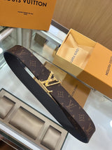 Louis Vuitton LV Belt Top version 【Counter Quality】The Most New Belt4.0cm Men's Belt Metal Buckle Men's Leather Belt with Classic Presbyopic Checkered Belt with Genuine Goods Packaging No Problem in and out of the Counter Versatile Casual Fashion Formal W