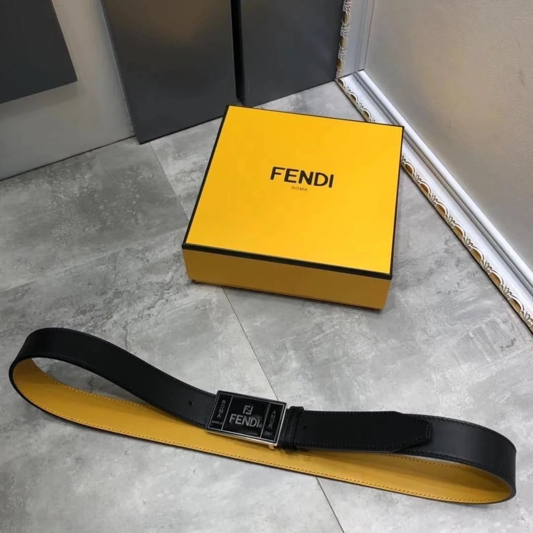 FENDI Belt Top version New belt3.0cm Men's Leather Belt First Layer Cowhide Women's Belt