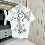 Chrome Hearts T-shirt Large Printing logo round Neck Short Sleeve25ss New Pure Cotton Unisex Style T T-shirt OS Loose Fit Base Shirt Top Half Sleeve T-Shirt