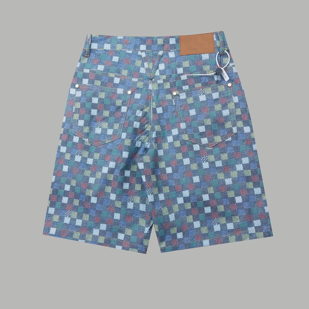 Louis Vuitton LV Shorts Allover Checkerboard Pattern logo Five-point Shorts25ss New Drawstring Casual Summer Pants American Style5Two-in-One Casual Sweatpants for Men and Women, Pure Cotton Joggers