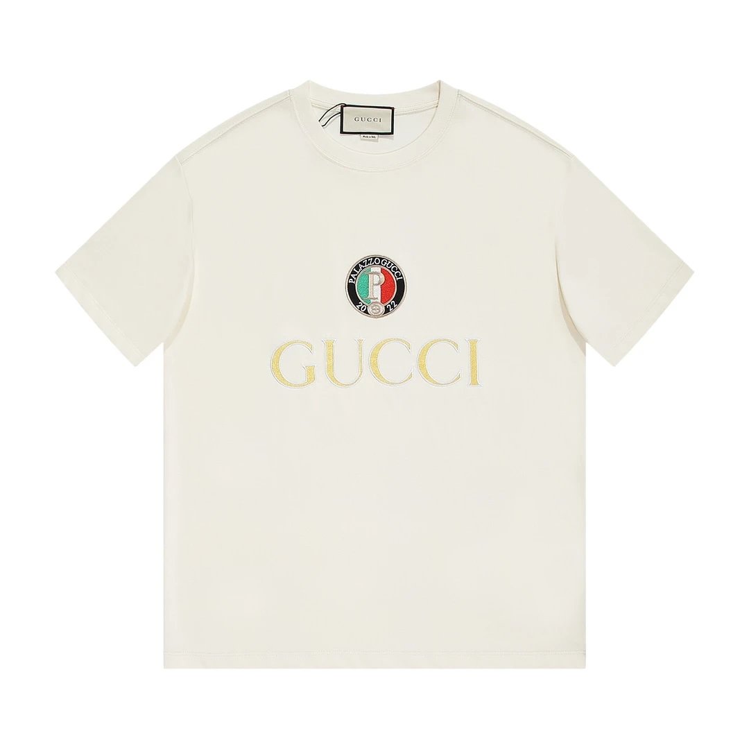 Gucci T-shirt Classic Embroidered Large Letters logo round Neck Short Sleeve25ss New Pure Cotton Unisex Style T T-shirt OS Loose Fit Base Shirt Top Half Sleeve T-Shirt