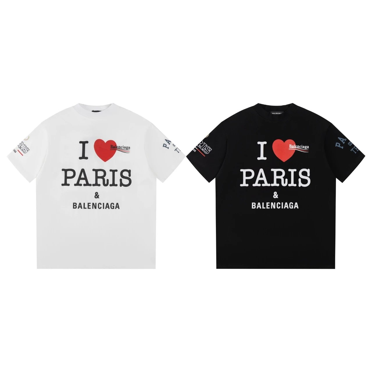 Balenciaga T-shirt I love Paris English Print on the Chest logo round Neck Short Sleeve25ss New Pure Cotton Unisex Style T T-shirt OS Loose Fit Base Shirt Half Sleeve T-Shirt Top Half Sleeve