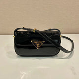 PRADA Bag Top version Version Latest Enamel Metal Triangle Logo Badge Patent Leather Underarm Bag Crossbody Bag Calfskin Messenger Bag Shoulder Bag Underarm Bag Handbag Women's Bag1BD339