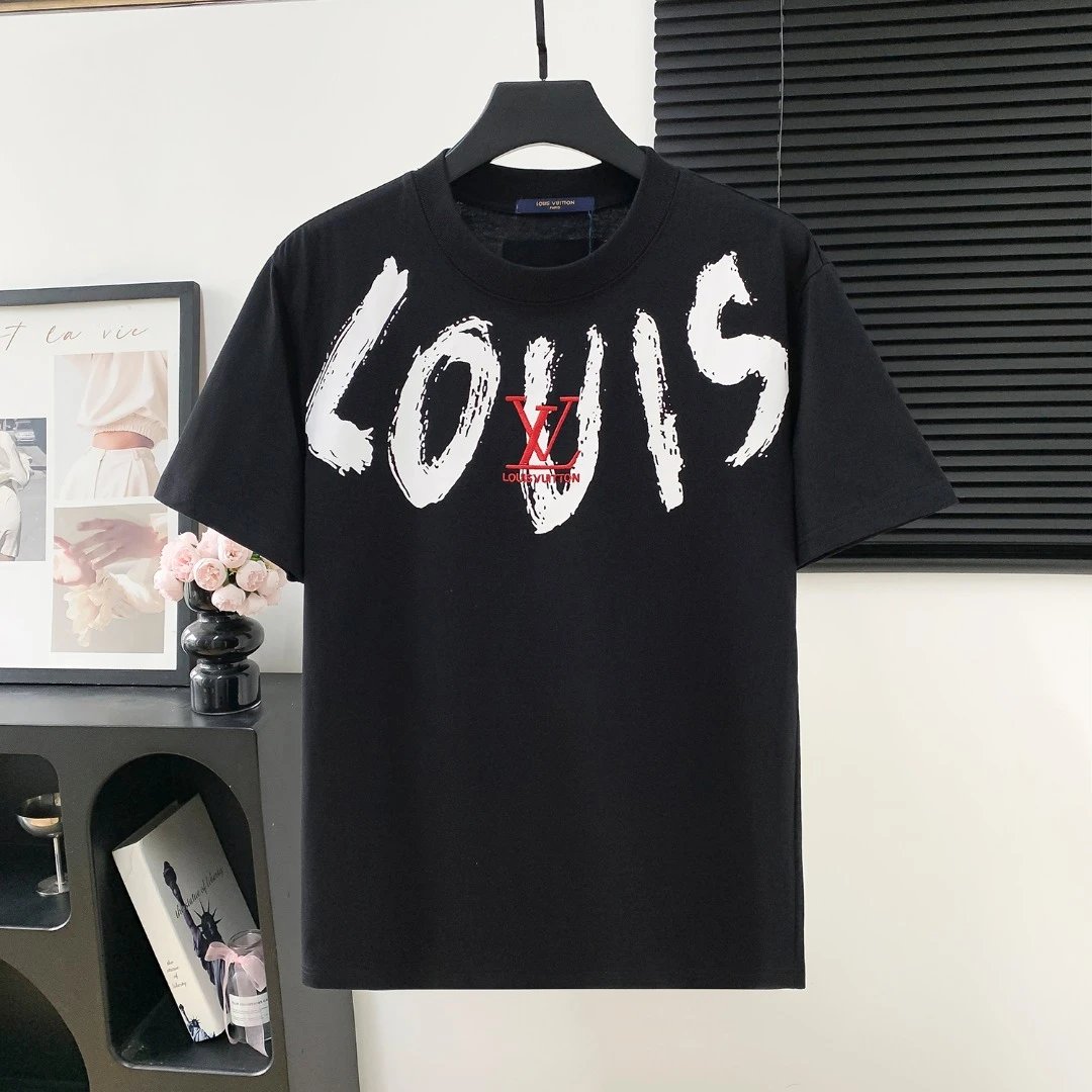 Louis Vuitton LV T-shirt Front and Rear Letter Printing logo round Neck Short Sleeve25ss New Pure Cotton Unisex Style T T-shirt OS Loose Fit Base Shirt Top Half Sleeve T-Shirt