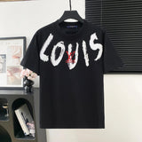 Louis Vuitton LV T-shirt Front and Rear Letter Printing logo round Neck Short Sleeve25ss New Pure Cotton Unisex Style T T-shirt OS Loose Fit Base Shirt Top Half Sleeve T-Shirt