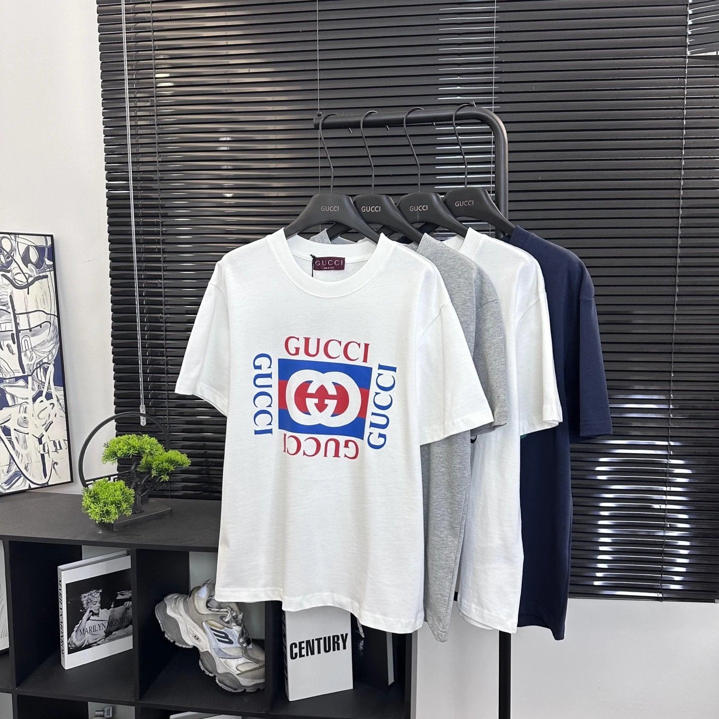 Gucci T-shirt Classic logo Square Frame Letter Print logo round Neck Short Sleeve25ss New pure cotton T Unisex T-Shirt OS Loose Fit Base Shirt Top Half Sleeve T-Shirt