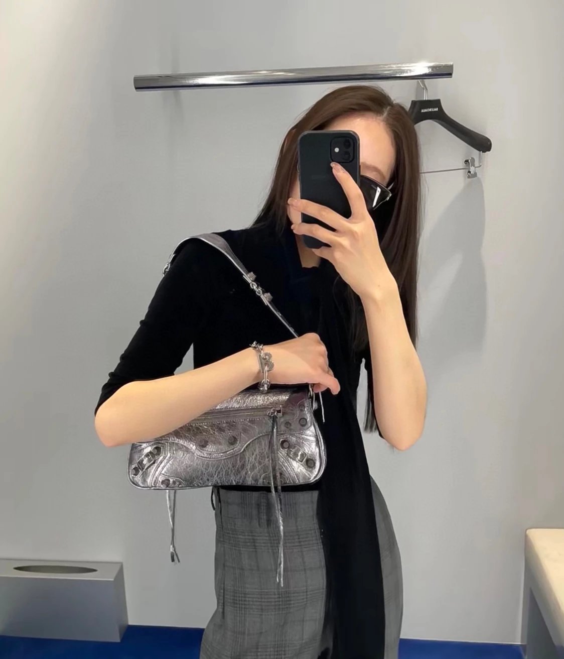 Balenciaga Bag Top version **Original Leather2023New Winter Products SpringLecagole Series slingbag Baguette Bag Underarm Bag Motorcycle Bag Women's One Shoulder Handbag