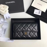 Chanel Wallet Top version 【Original Genuine Goods Leather】Women's Wallet Medium Three-Fold Wallet Caviar Cowhide Original Sheepskin Women's Wallet Card Holder Coin Purse Model Number A84341