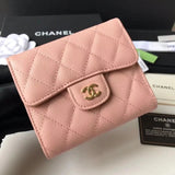 Chanel Wallet Top version 【Original Leather】Small Ladies Wallet Three-Fold Wallet Short Wallet Caviar Cowhide Imported Sheepskin Women's Wallet