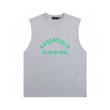 ESSENTIALS T-shirt Top Version American Couple20Double Line Letter Silicone Vest Bottoming Shirt Fashion