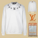 Louis Vuitton LV Hoodie Gray and white print logo Round Neck Sweatshirt Jacket Pullover Long Sleeve OS Unisex Loose Fit Base Shirt Top Sports Casual
