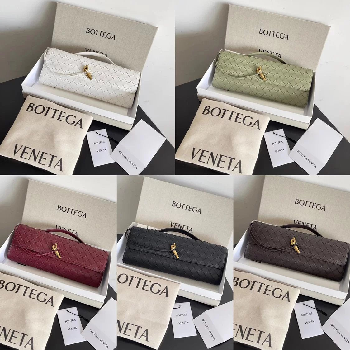 Bottega Veneta Women's Bag Top version 【Original Version/Andiamo Dinner Bag Long Clutch Mobile Phone Bag Wallet Bag Women's Bag/New Woven Bag Small Handbags Woven Clutch Women's Dinner Bag