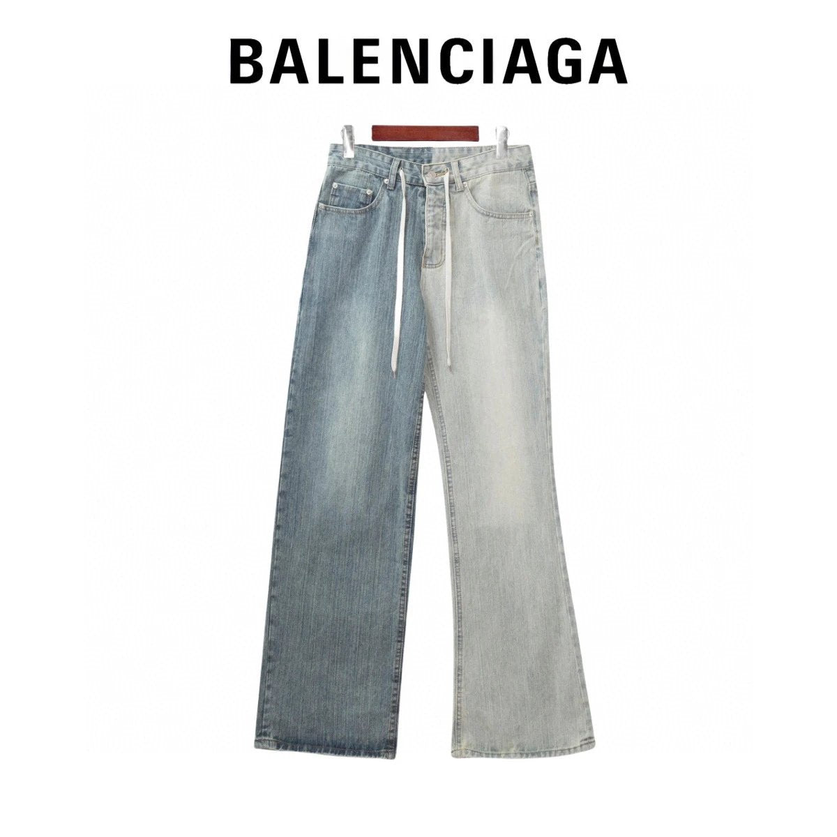 Balenciaga Jeans Yin-Yang Color Blocking logo25ss Spring Summer New Straight Slim Fit Jeans Unisex Loose Fit Long Pants