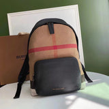 Burberry backpack Top version Original New Product Canvas Plaid Backpack Cowhide Stitching Canvas Backpack Classic Schoolbag Travel Bag Handbag