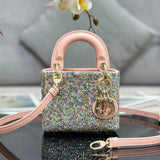 Dior Women's Bag Top version 2022New Colorful Crystals Embroidery Lady Diana bag mini Diana Three-Grid Chain Bag Portable Shoulder Bag Messenger Bag