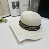 Dior Hat Letter Logo logo Fisherman Hat Straw Hat Casual Sun Protection Outdoor Versatile UV Protection Plain Face Covering Sun Hat Flat Top Bucket Hat
