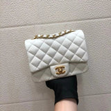 Chanel Women's Bag Top version Original Leather Surrogate Shopping Version New Bag Ch@ne1CF Fat Fang1115mini17cm Caviar Ball Grain Cowhide CF Sheepskin Mini Small Sized Flap Bag Shoulder Crossbody Chain Bag Lambskin Original Leather