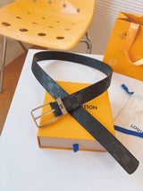 Louis Vuitton LV Belt Top version 【Counter Quality】The Most New Belt3.5cm Men's Belt Pin Buckle Men's Leather Belt with Classic Presbyopic Checkerboard Plaid Belt with Genuine Goods Packaging in and out of the Counter No Problem Versatile Casual Fashion F