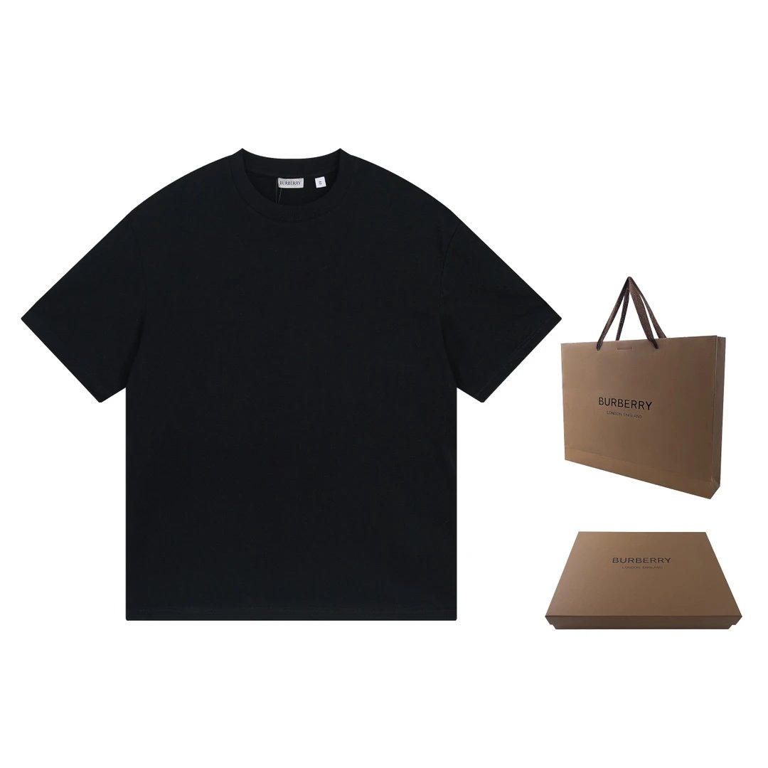 Burberry T-shirt Equestrian Knight Badge on the Back（EKD）Logo Print Crew Neck Short Sleeve25ss New Pure Cotton Unisex Style T T-shirt OS Loose Fit Base Shirt Top Half Sleeve T-Shirt