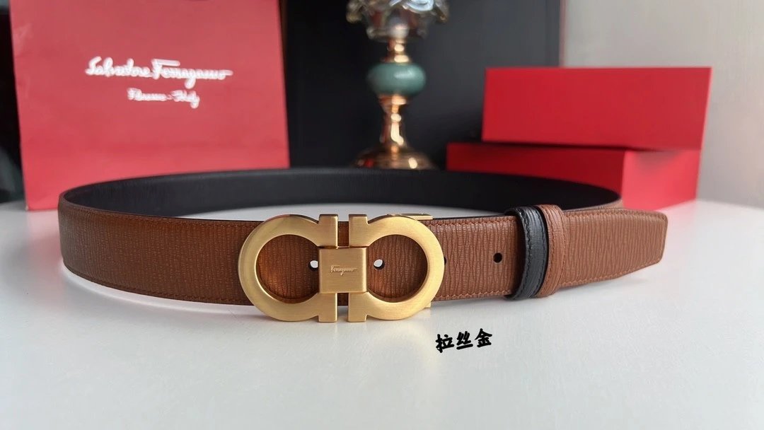 Ferragamo Belt Top version 【Full Package】Belt Width for Men and Women3.5cm with Chip nfc Anti-Counterfeiting Quality Counter Full Set Packaging Italian Double-Sided Cowhide Matching Boutique Brass Buckle Belt Pants Belt