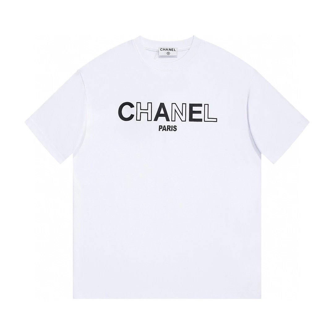 Chanel T-shirt FW Series LOGO Letter Printing T T-shirt Overall240g Double Yarn Fabric，Three-Dimensional logo Letter Print Pattern