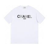 Chanel T-shirt FW Series LOGO Letter Printing T T-shirt Overall240g Double Yarn Fabric，Three-Dimensional logo Letter Print Pattern