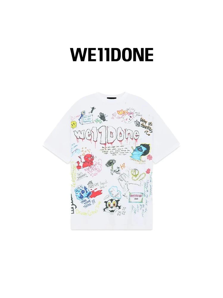 We11done T-shirt Top Version for Men and Women24Early Spring Graffiti Short Sleeve T T-shirt