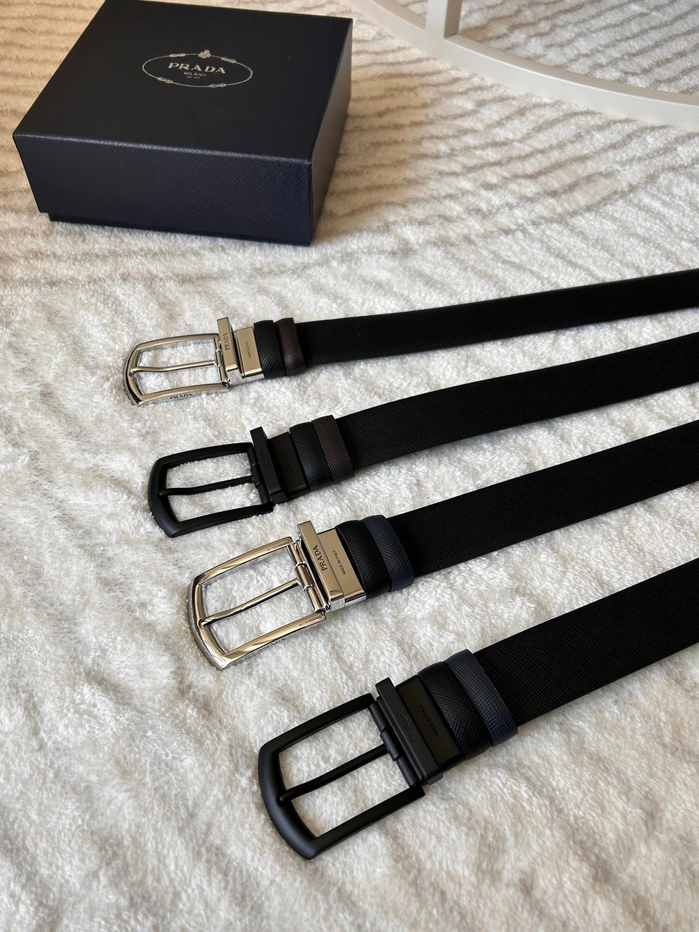 PRADA Belt Top version 【First Layer Cowhide】Men's Belt P Home Classic Business Belt Fashion Casual Width:3.4cm Boutique Pattern Automatic Buckle316Fine Steel Made Selected First Layer Cowhide Italian Leather Embryo PA Sliding Teeth Are Strong and Durable