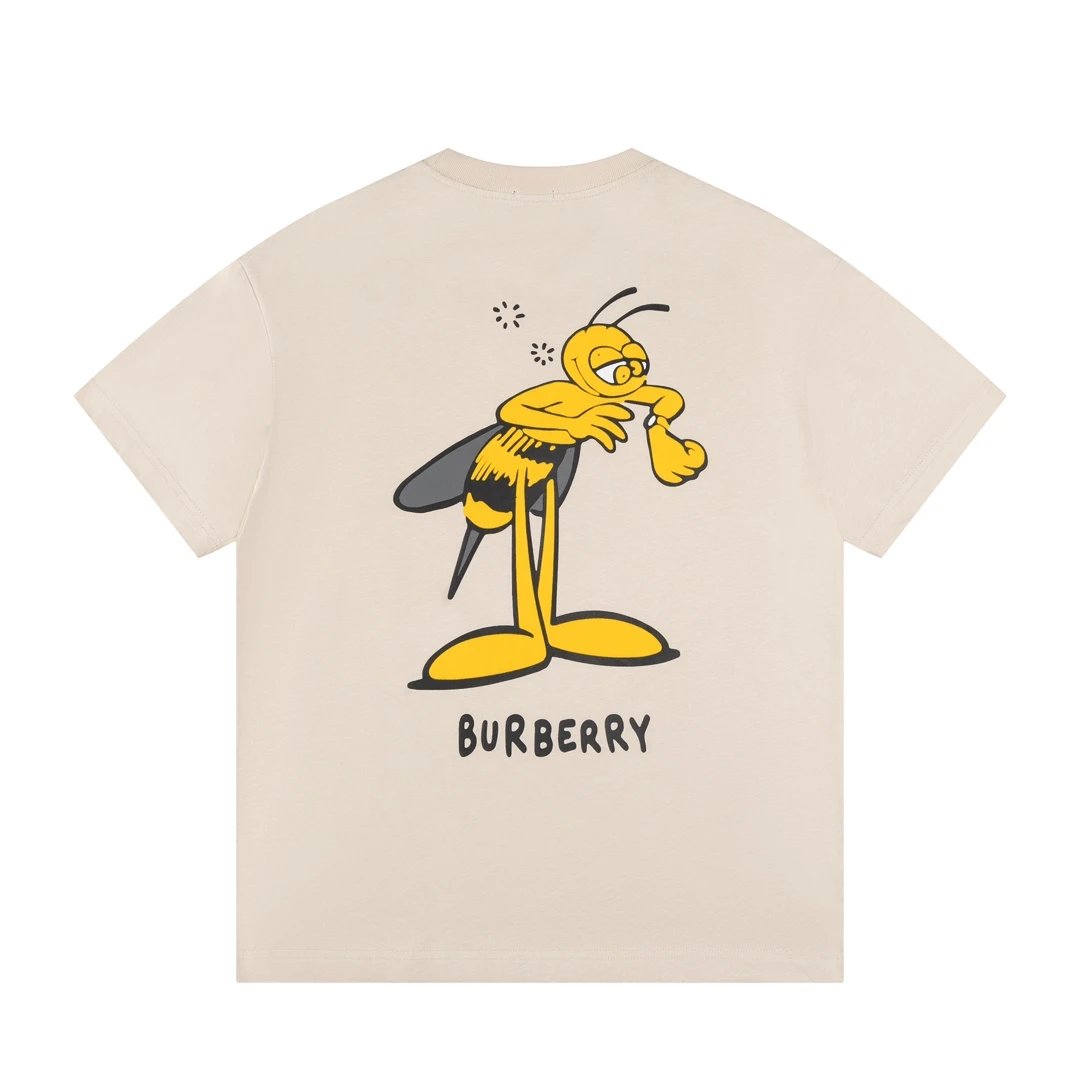 Burberry T-shirt Little Bee Flocking logo round Neck Short Sleeve25ss New pure cotton T Unisex T-Shirt OS Loose Fit Base Shirt Top Half Sleeve T-Shirt