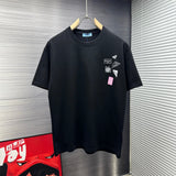 PRADA T-shirt Chest Print ogo round Neck Short Sleeve25ss New pure cotton T Unisex T-Shirt OS Loose Fit Base Shirt Top Half Sleeve T-Shirt