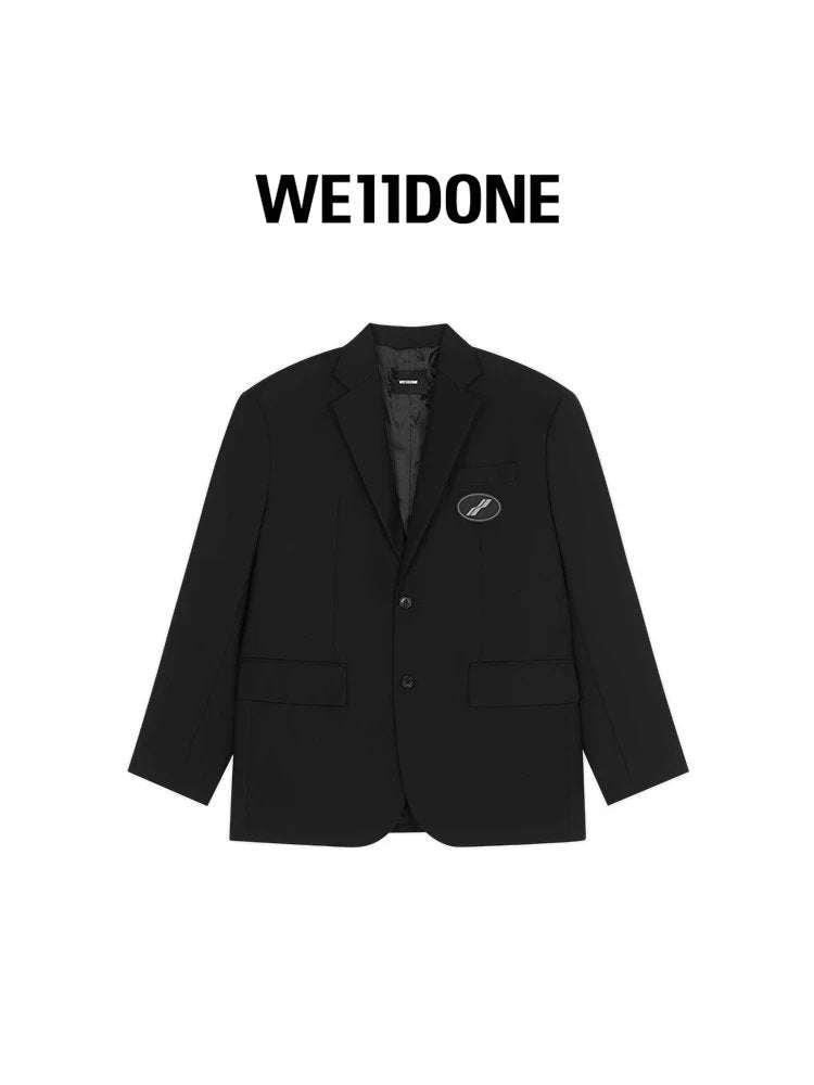 We11done Jackets Top Version Early Autumn Suit South Korea Fashion Brand Men and Women Popular Loose LOGO Solid Color Casual Suit Jacket INS