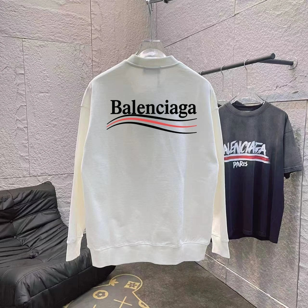 Balenciaga Hoodie Letters logo Round Neck Sweatshirt Casual Loose Pullover Terry Sportswear os Unisex Fit Top Inner Layer24ss Autumn and Winter New Products