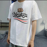 Balenciaga T-shirt Coke on the chest BB Letter Printing logo round Neck Short Sleeve25ss New Pure Cotton Unisex Style T Casual T-Shirt Base Layer Shirt OS Loose Fit Half Sleeve Top Plus Size