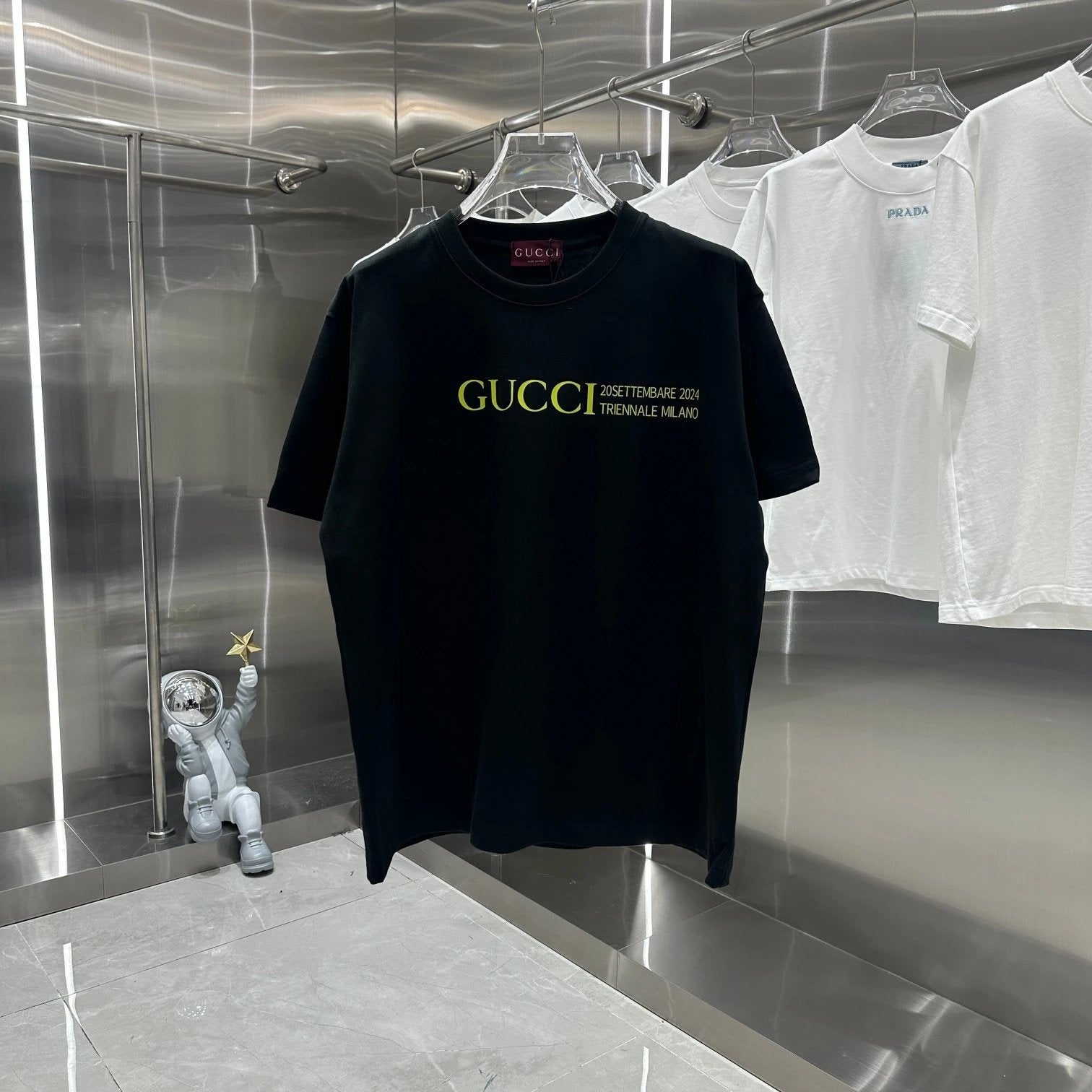Gucci T-shirt Unique Chest Print logo round Neck Short Sleeve25ss New Pure Cotton Unisex Style T T-shirt OS Loose Fit Base Shirt Top Half Sleeve T-Shirt