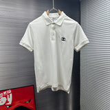 Chanel T-shirt Chest Brand logo Embroidery POLO Shirt Lapel Short Sleeve25ss New Unisex Summer Short Sleeve OS Loose T Business Half Sleeve Shirt Plus Size T-Shirt