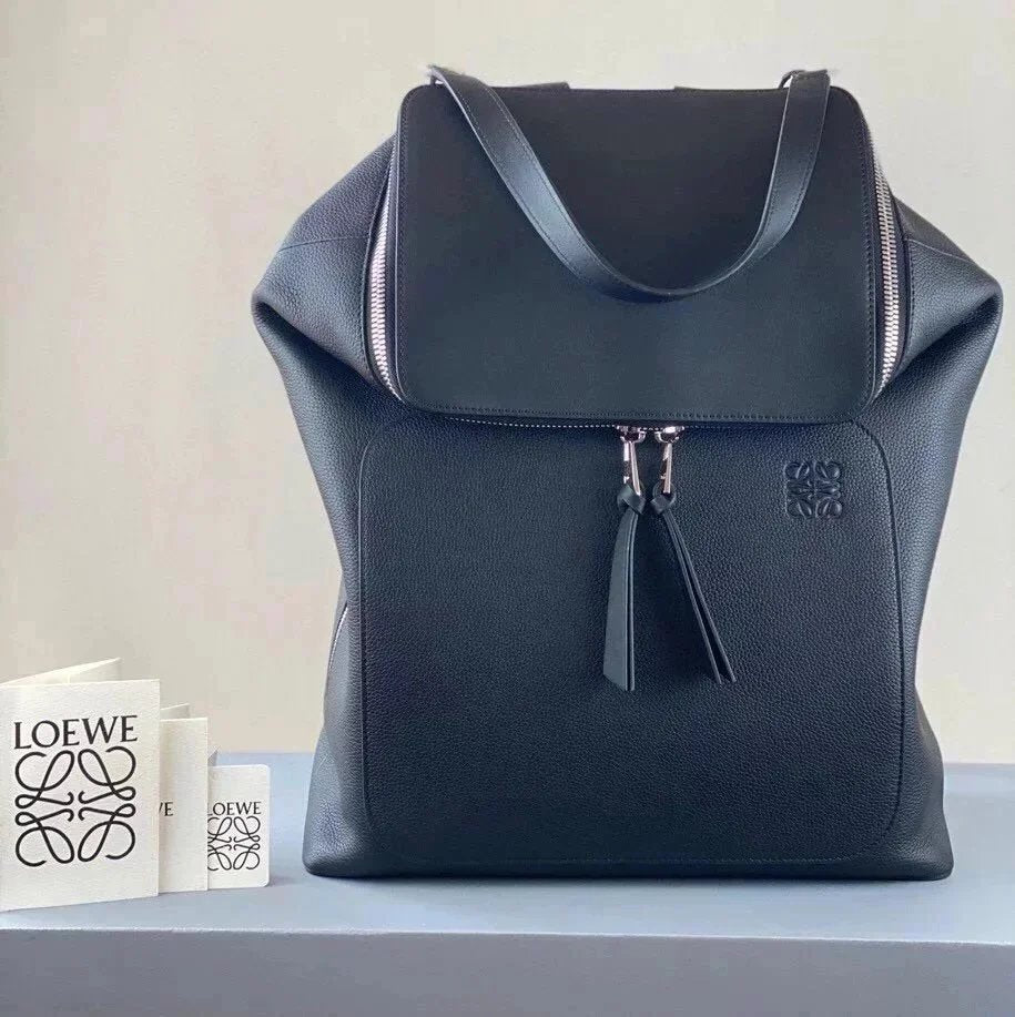 LOEWE Backpack Top version 【Premium Version Original Leather】Backpack Huang Zitao Same Style Goyabackpack Series LOEWE New Schoolbag Backpack Men's and Women's Casual Travel Backpack Color Matching Calfskin Material Goya Backpack