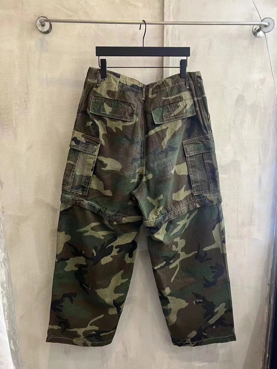 Balenciaga Sweatpants Heavy Industry Special Plaid Print Cargo Multi-Pocket Wide-Leg Pants Unisex Sports Casual Loose Fit Versatile