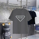 PRADA T-shirt Chest Triangle Pattern Print logo round Neck Short Sleeve25ss New pure cotton T Unisex T-Shirt OS Loose Fit Base Shirt Top Half Sleeve T-Shirt