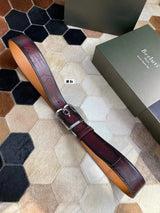 Berluti Belt Top version Original Single Men's New High-End Double-Sided Belt Waist Belt Pure Steel Rotating Pin Buckle Buckle Double-Sided Two-Color Totem Carving Carved Genuine Leather35mm Full Package Belt Men