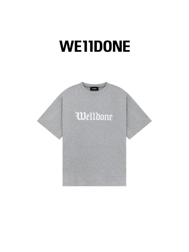 We11done T-shirt Top Version Neutral Men and Women Same Style24Early Spring New Products Gothic Style logo Flag T T-shirt Short Sleeve