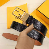 FENDI Belt Top version Belt Men's and Women's Belt Italy Imported Cowhide Leather Pure Original Leather Men's Belt Smooth Buckle Man's Belt Belt3.8cm Wide