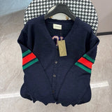 Gucci Sweater Vintage Preppy Style Cable Knit Cardigan Sweater Coat Unisex Long Sleeve Soft Lazy Style OS Loose Fit Thickened Versatile Casual Wear for Both Inner and Outer Layering