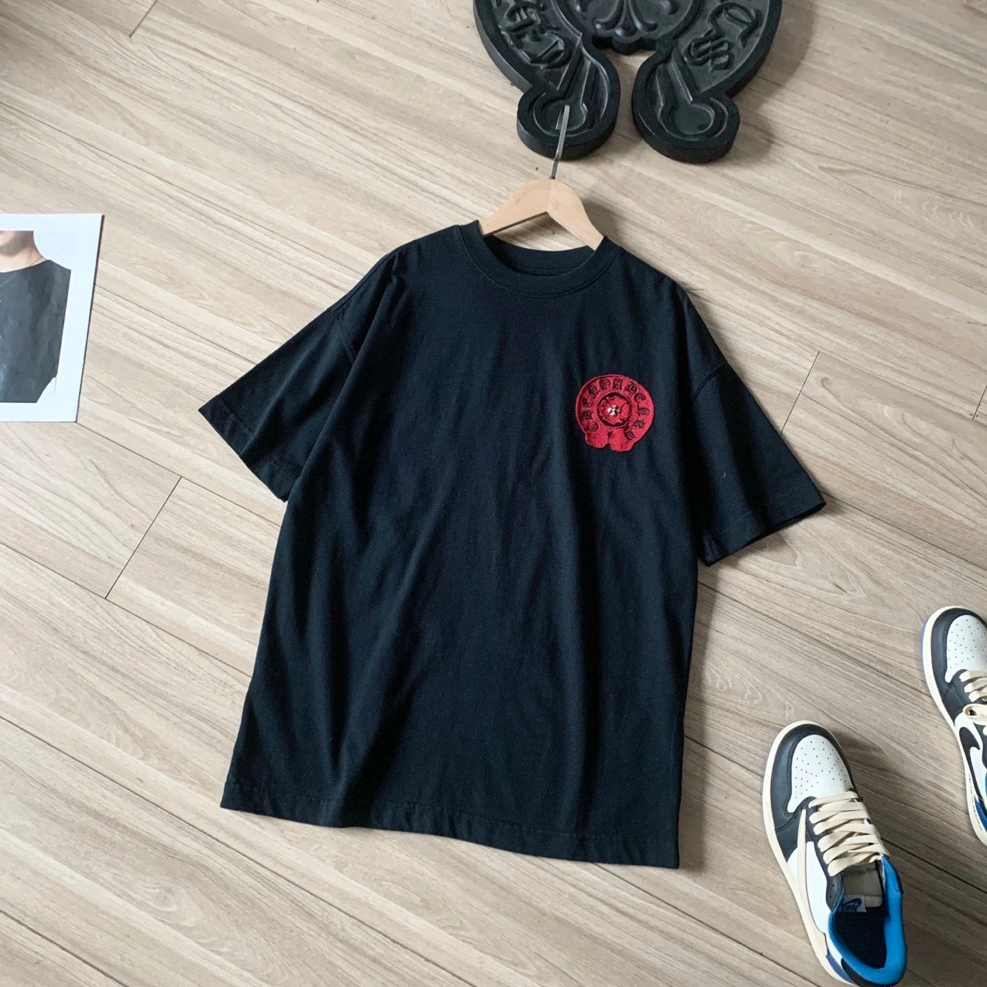 Chrome Hearts T-shirt Front and back Sanskrit print logo round Neck Short Sleeve25ss New Pure Cotton Unisex Style T Casual T-Shirt Base Layer Shirt OS Loose Fit Half Sleeve Top Plus Size