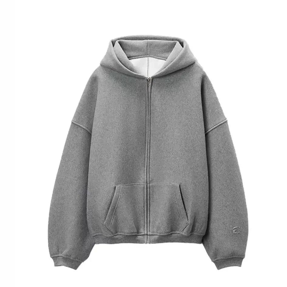 Alexander Wang Jackets Top Version Ju Jingyi Same Style Gray Hooded Sweater Women's High Sense Idle Style Casual Loose Sleeve Length Cardigan Outerwear Top