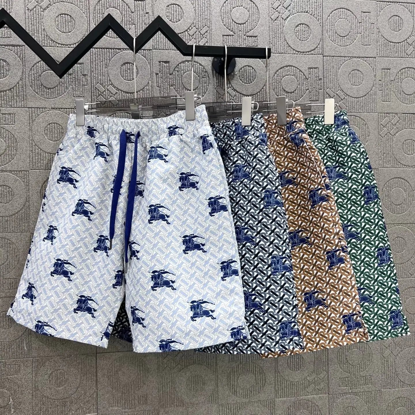 Burberry Shorts Full Print TBlogo Five-point Shorts25ss New Drawstring Casual Summer Pants5Two-in-One Casual Sweatpants for Men and Women, Pure Cotton Joggers