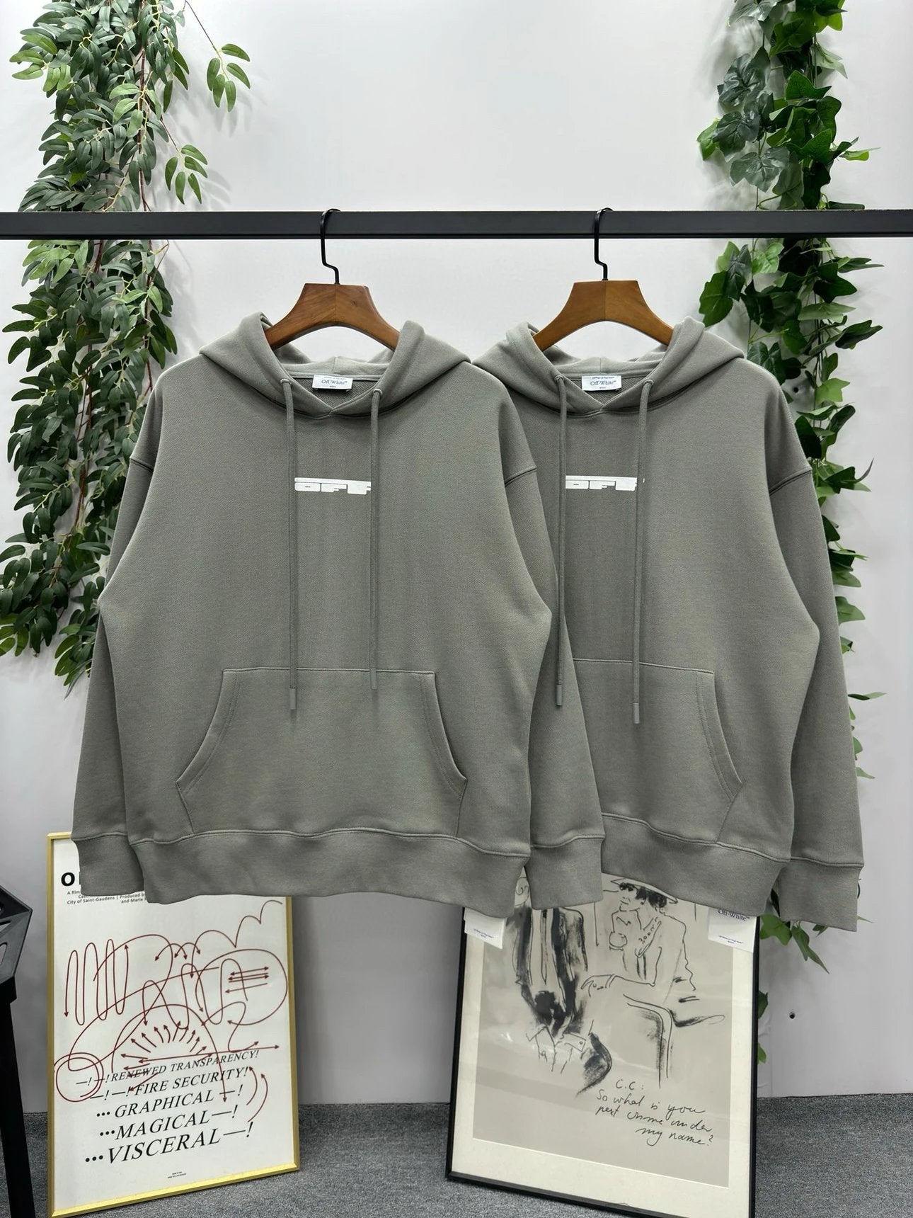 OFF -White Hoodie Top Version Counter Same Style Heavy New Casual Hooded Sweater Versatile Loose Hoodie Trendy Pure Cotton