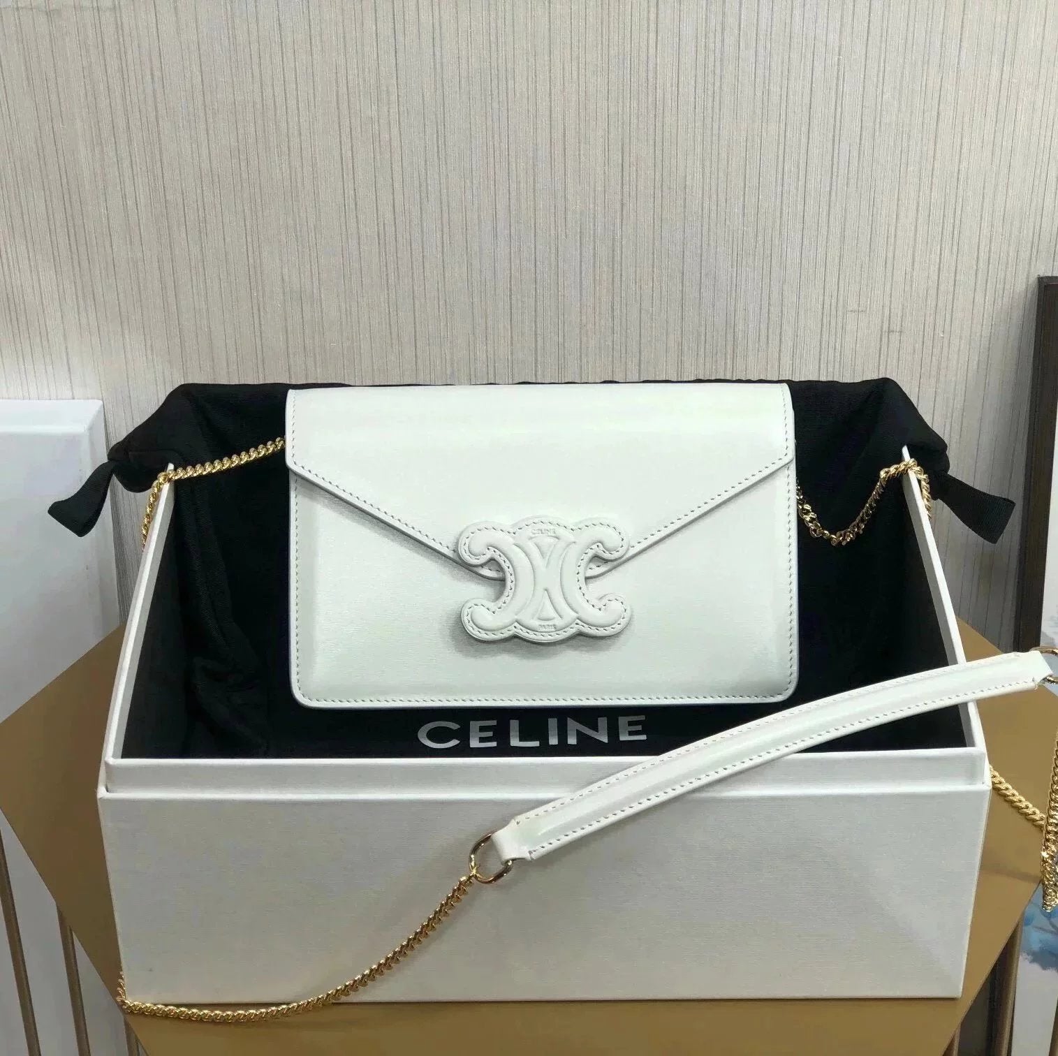 Celine women's bag Top version 【Original Leather Highest Version】2022New CUIRTRIOMPHEWOC Arc De Triomphe Chain Bag Envelope Package Shoulder Bag Messenger Bag Women's Bag10J733