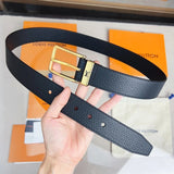 Louis Vuitton LV Belt Belt Classic Black for Men Flower Button Double-Sided Cowhide Casual Belt Buckle Business Genuine Leather Pants Belt Women